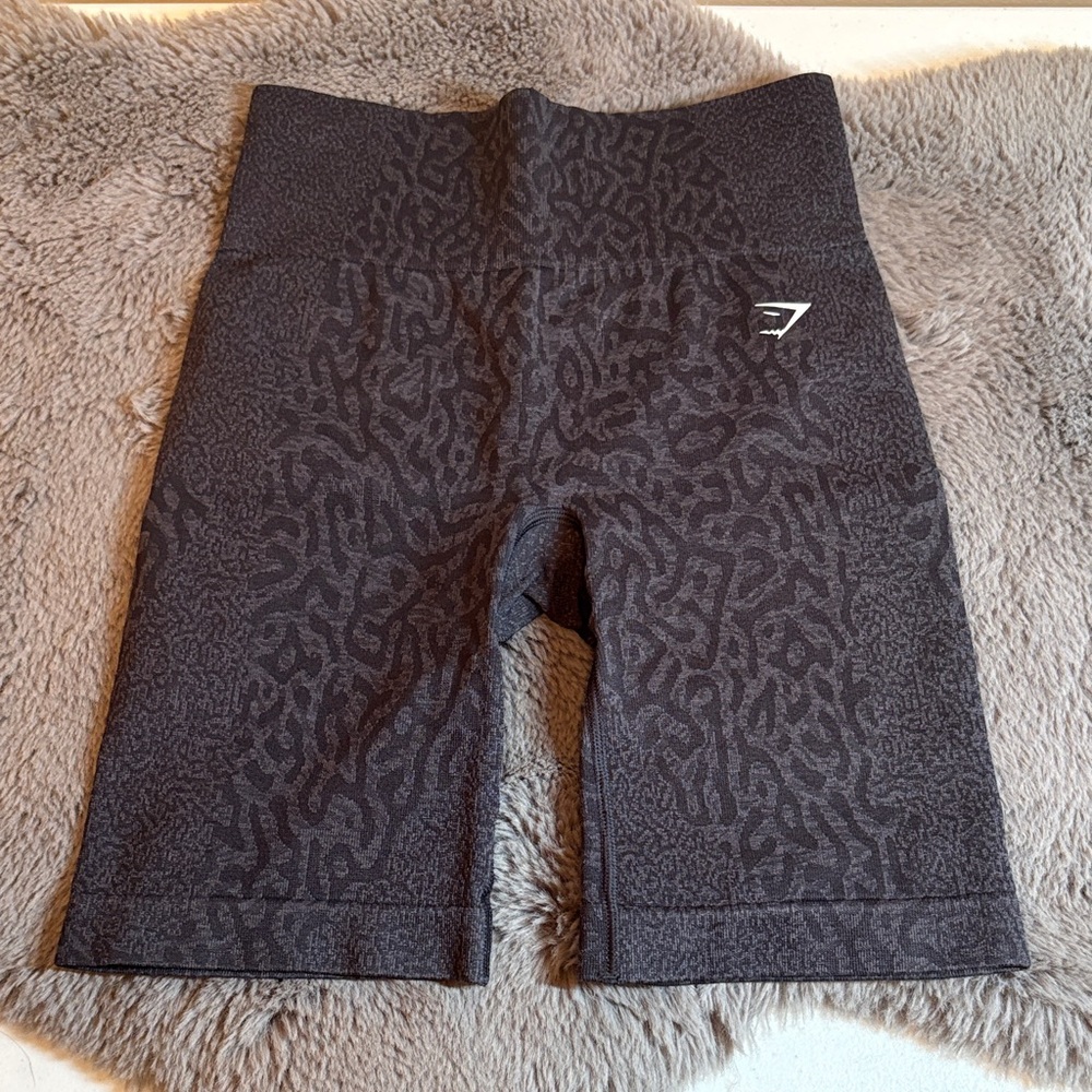 Gymshark Charcoal Patterned High-Waist Bike Shorts